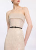 Sequined pearl mesh long dress