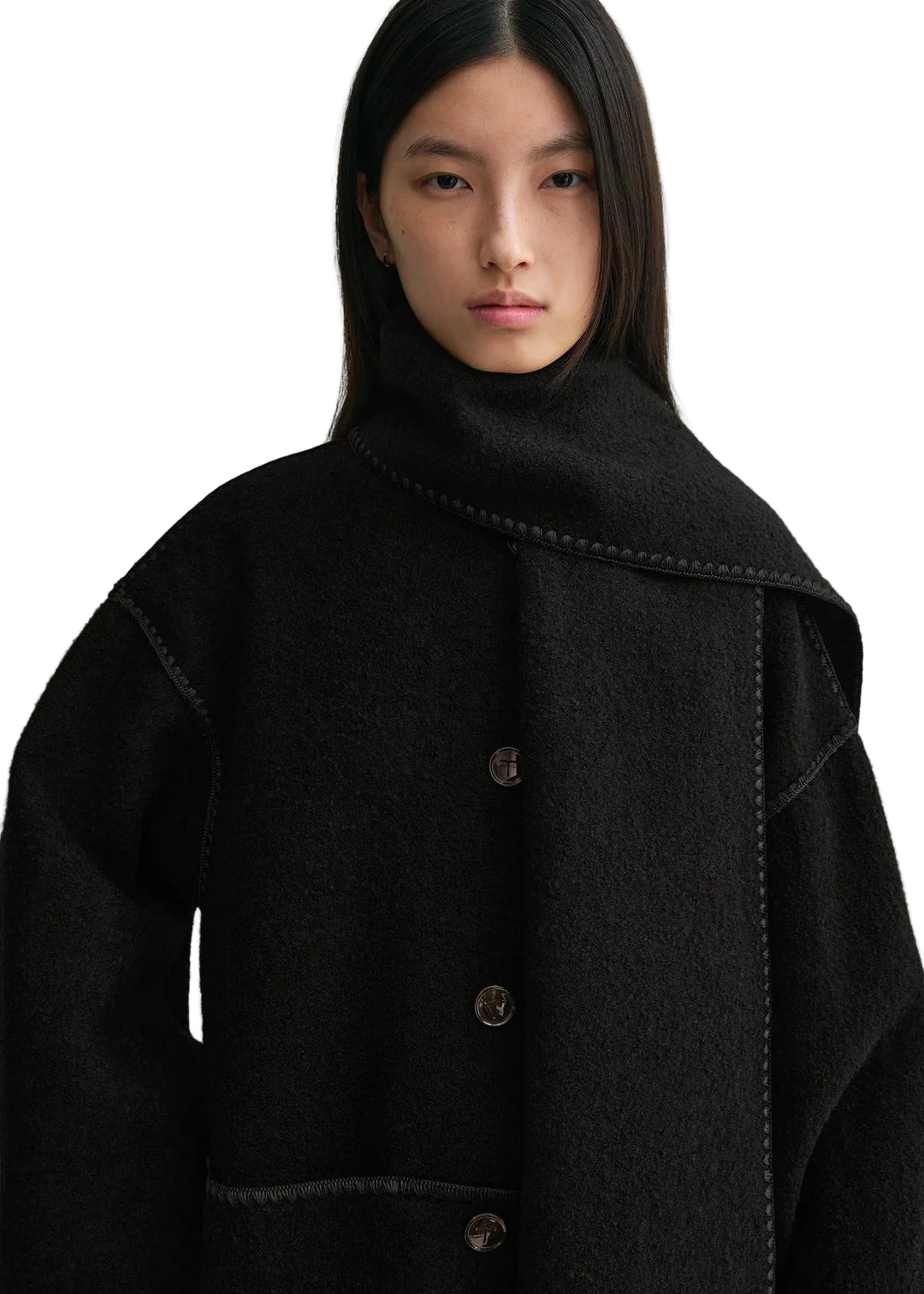 244WRO0131FB0292 Embroidered long scarf coat – Gito Stores