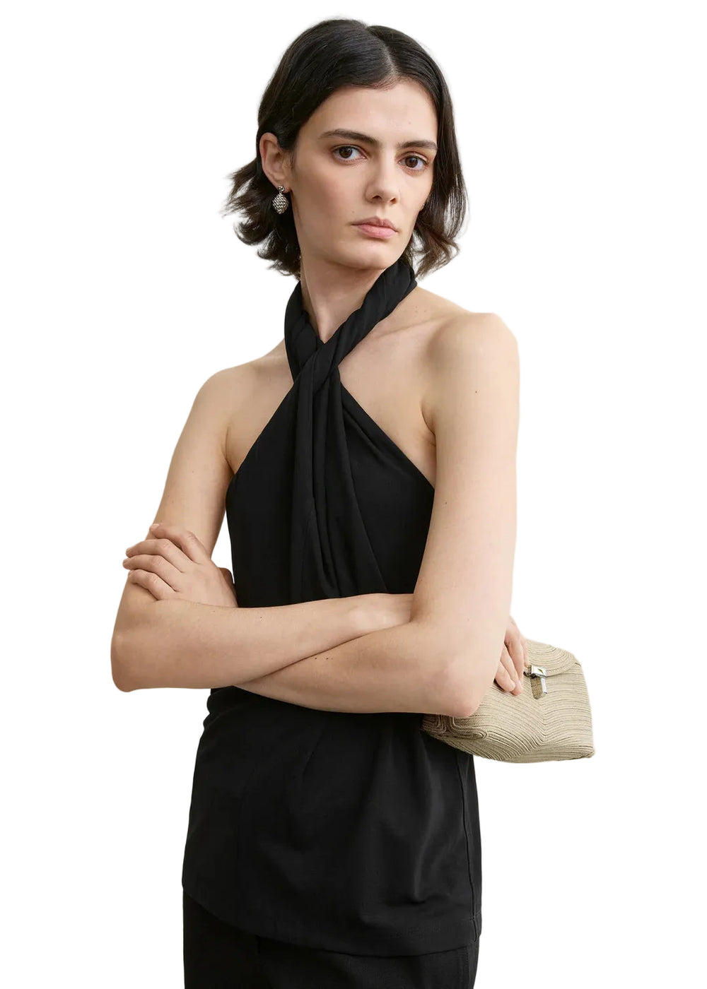 halter neck knee length dress Sleeveless Halterneck A-Line High-Low Wedding Guest Dress main image 0