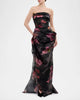 Strapless printed organza long dress