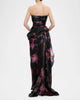Strapless printed organza long dress